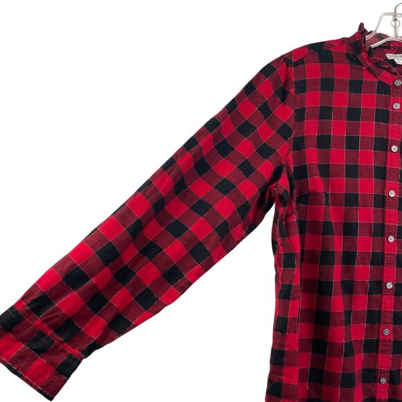 J. CREW Red Black Buffalo Check Plaid Pattern Button Down Womens XL Christmas - Picture 4 of 13
